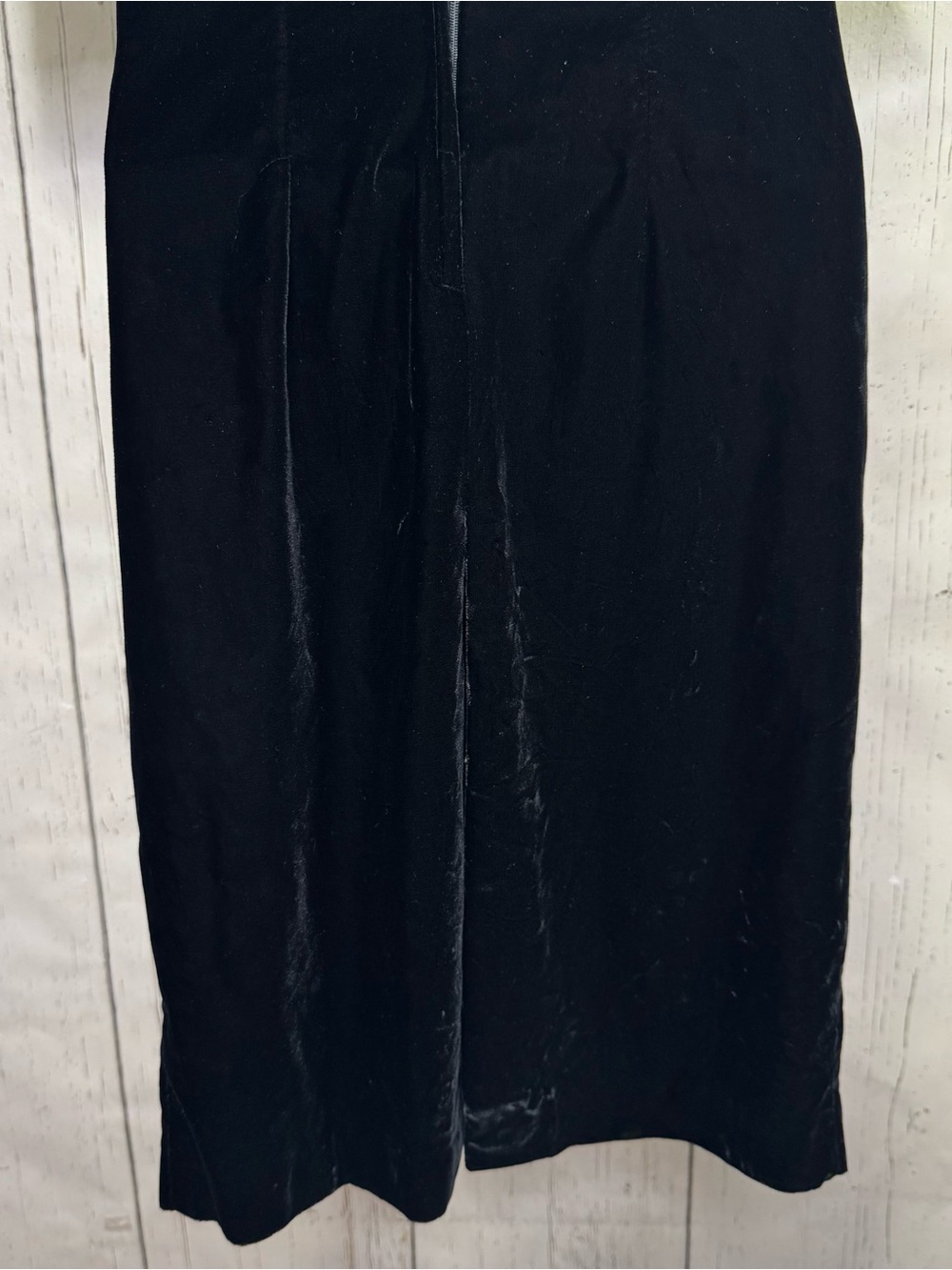 Vintage Cachet Black Velvet Dress 7/8 Rhinestone Puff Sleeve 80s Glam Holiday - Picture 10 of 16